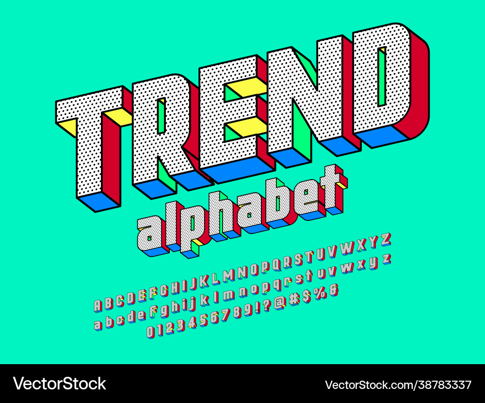 Dynamic 3D Pop Art Font Vector Image