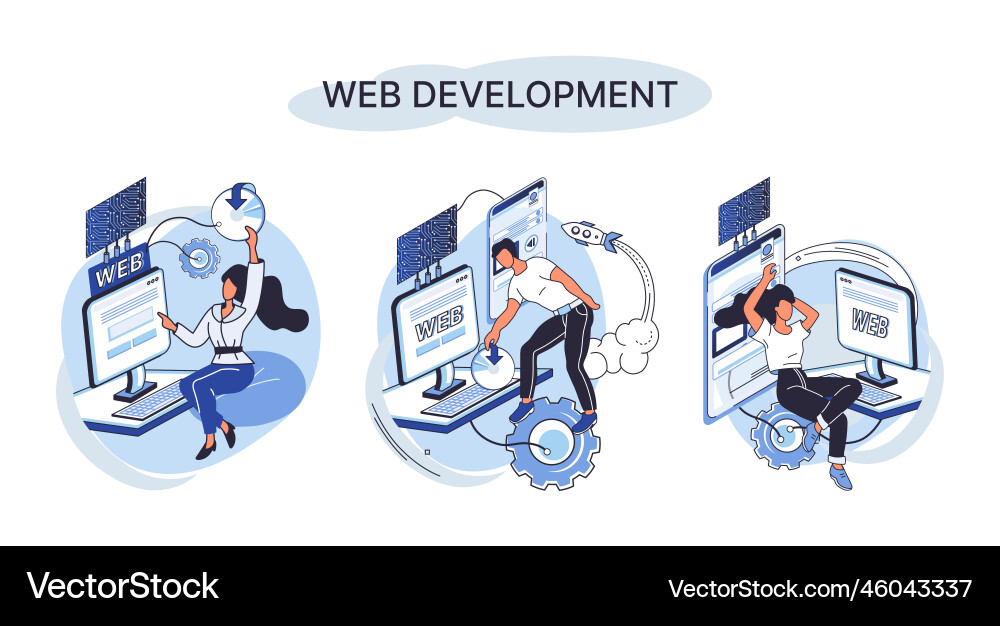 Erstellung von Webentwicklungen und Programmierung Vektorbild