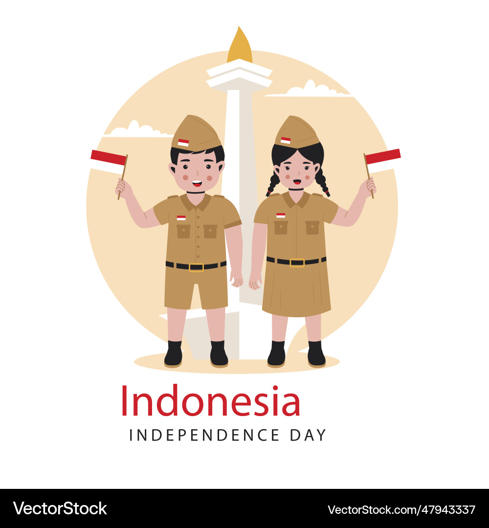 Kids holding a flag and celebrate indonesia Kids holding a flag and celebrate indonesia vector image