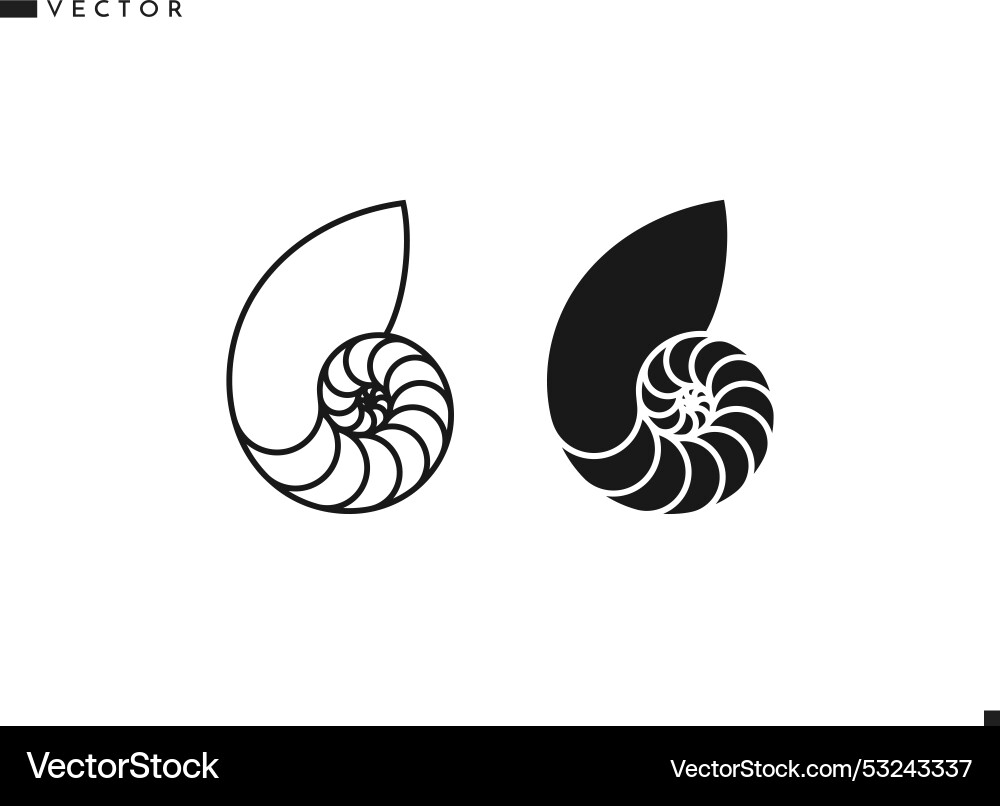Nautilus Shell Icon - Spiral Seashell vector image