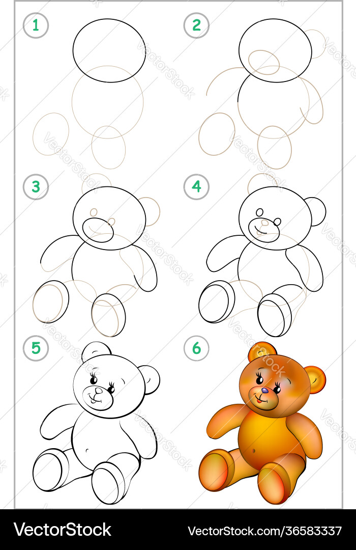 Page shows how to learn step draw Page shows how to learn step draw vector image