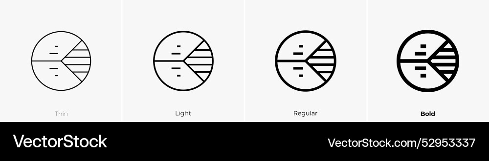 Pie chart icon thin light regular and bold style Pie chart icon thin light regular and bold style vector image