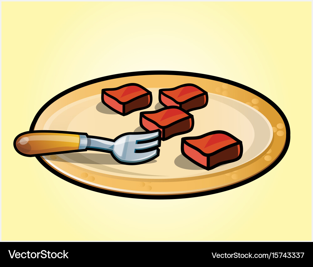 Plate with steak bits Vector Image