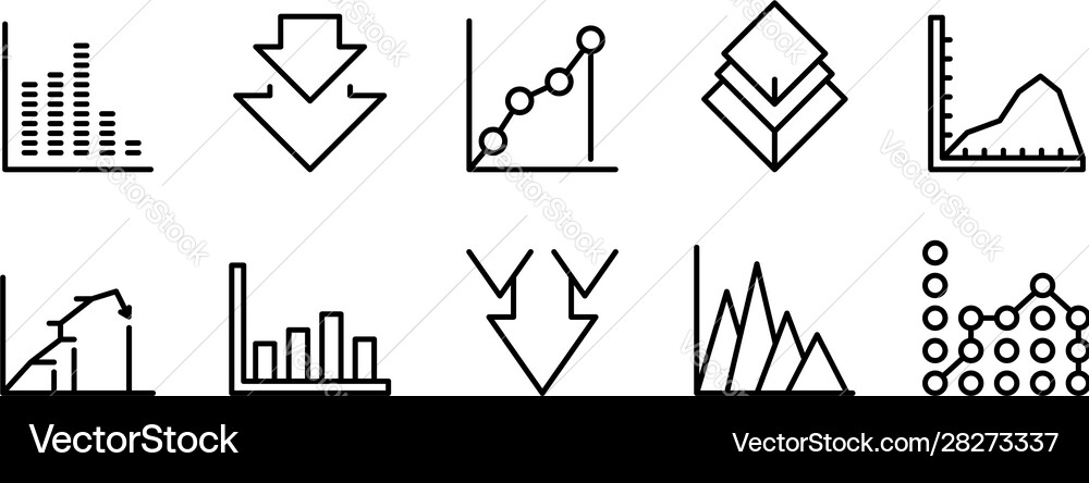 Regression icons set outline style Regression icons set outline style vector image