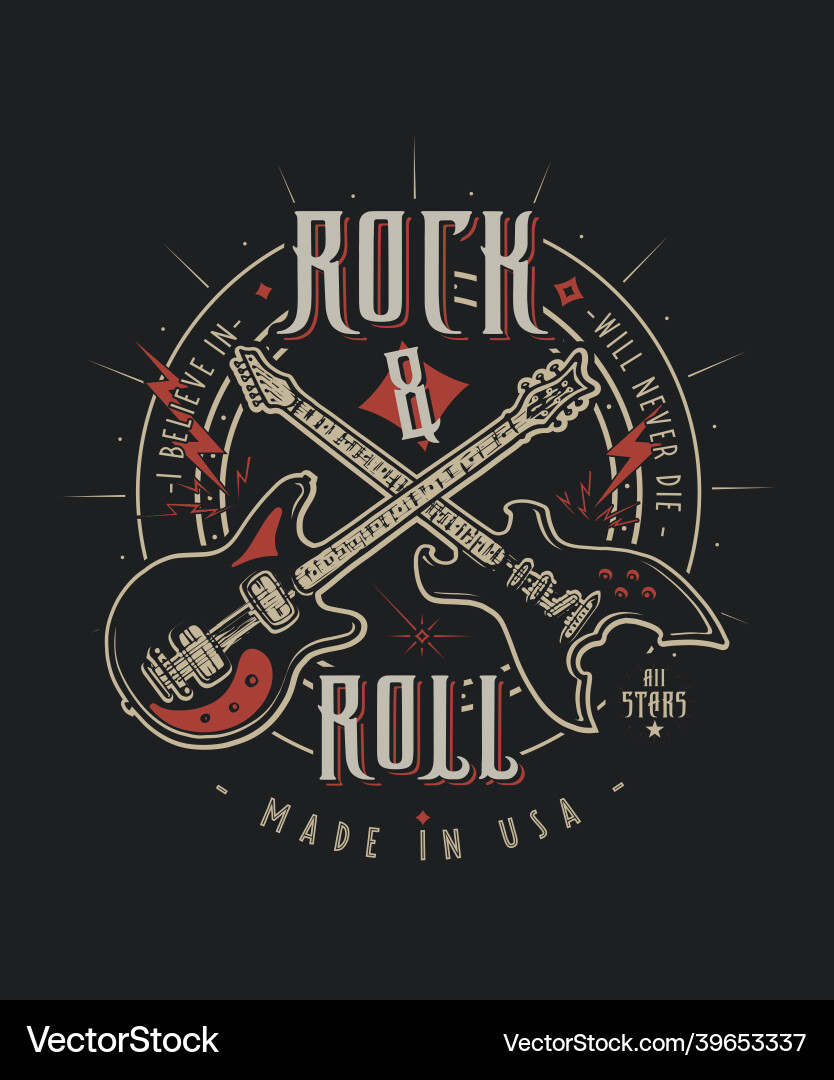 Retro Rock and Roll Print Vector Image