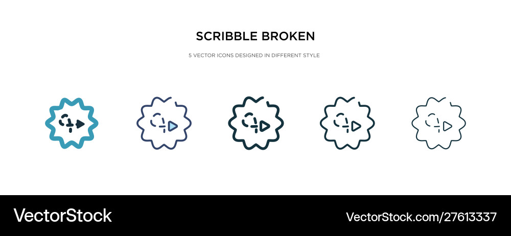 Scribble broken line icon in different style two Scribble broken line icon in different style two vector image