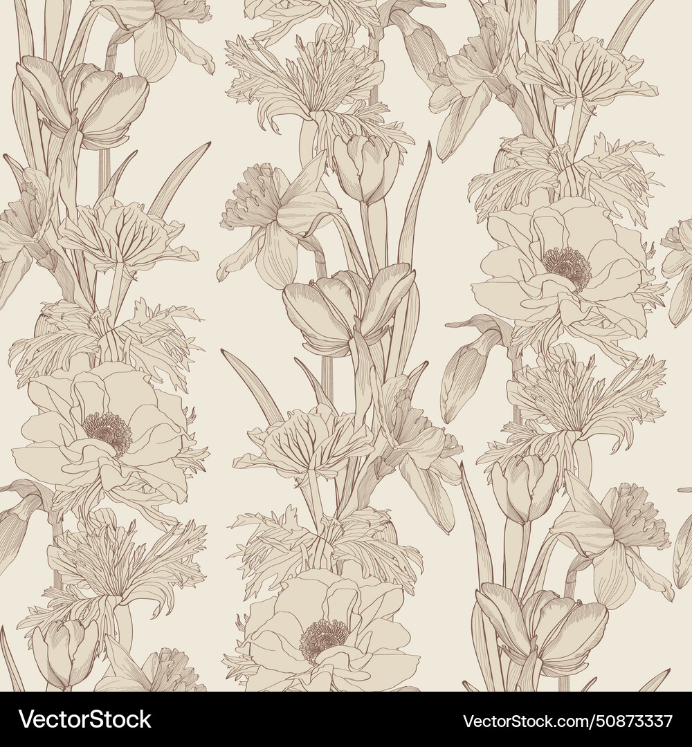 Seamless pattern with spring flowers Seamless pattern with spring flowers vector image