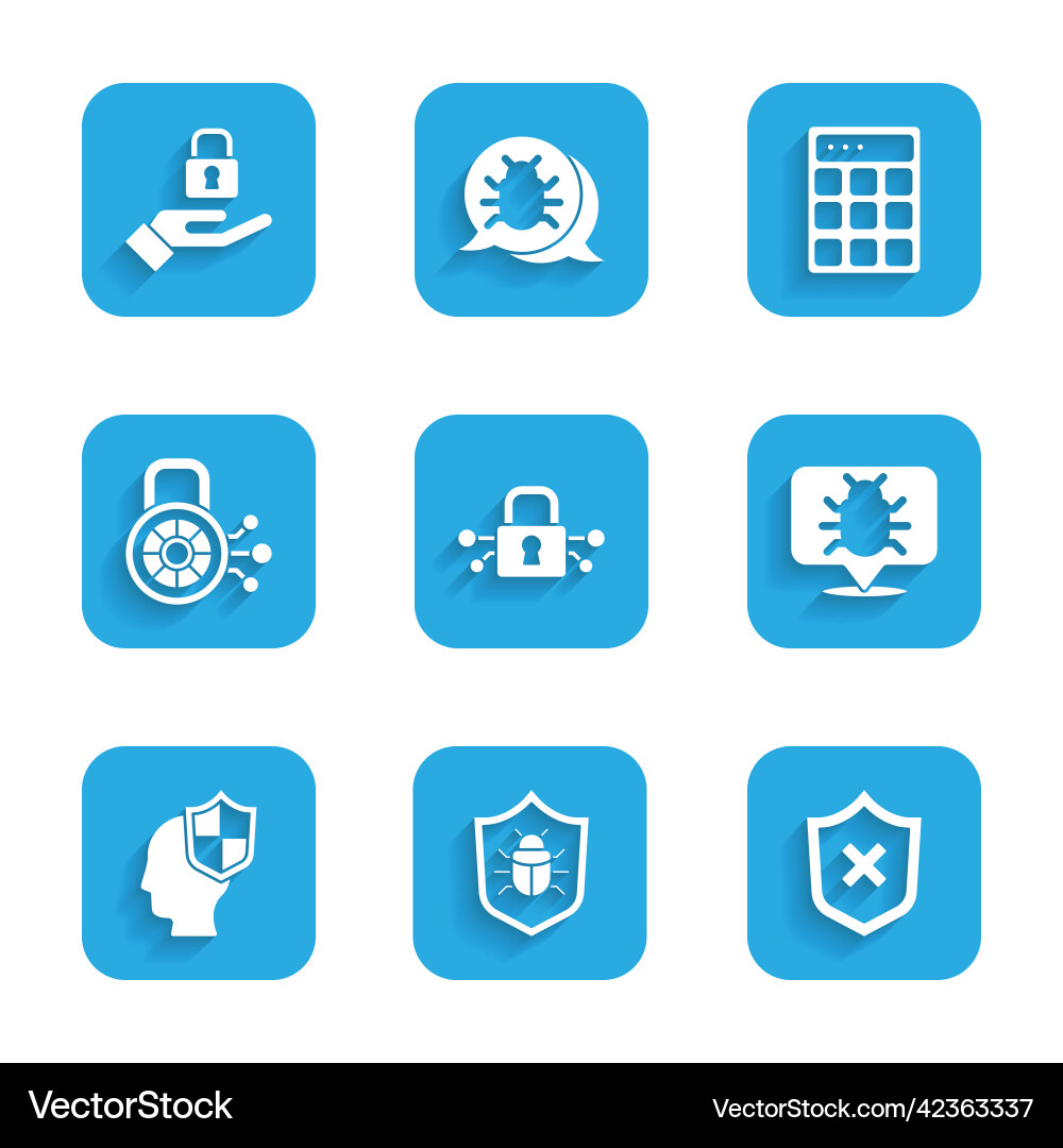 Set cyber security system bug shield with cross Set cyber security system bug shield with cross vector image