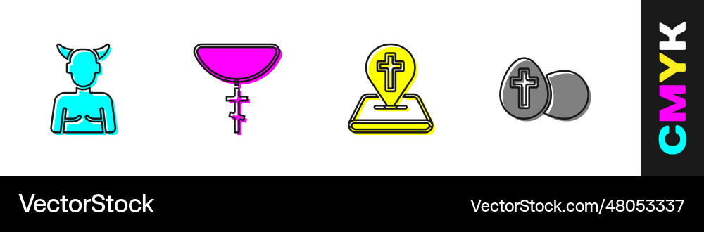 Set krampus heck christian cross on chain Set krampus heck christian cross on chain vector image