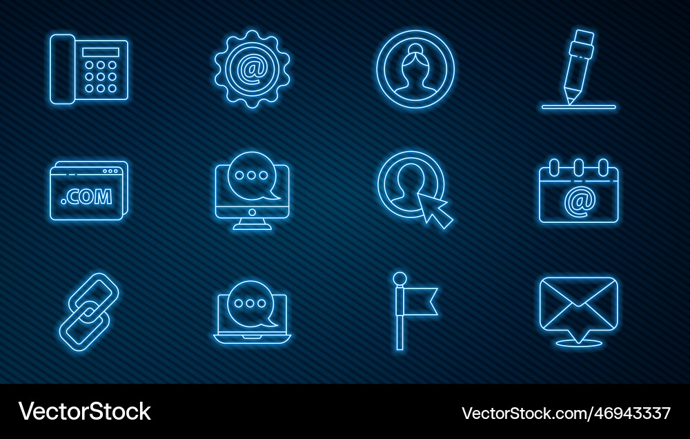 Set line envelope calendar with email create vector image
