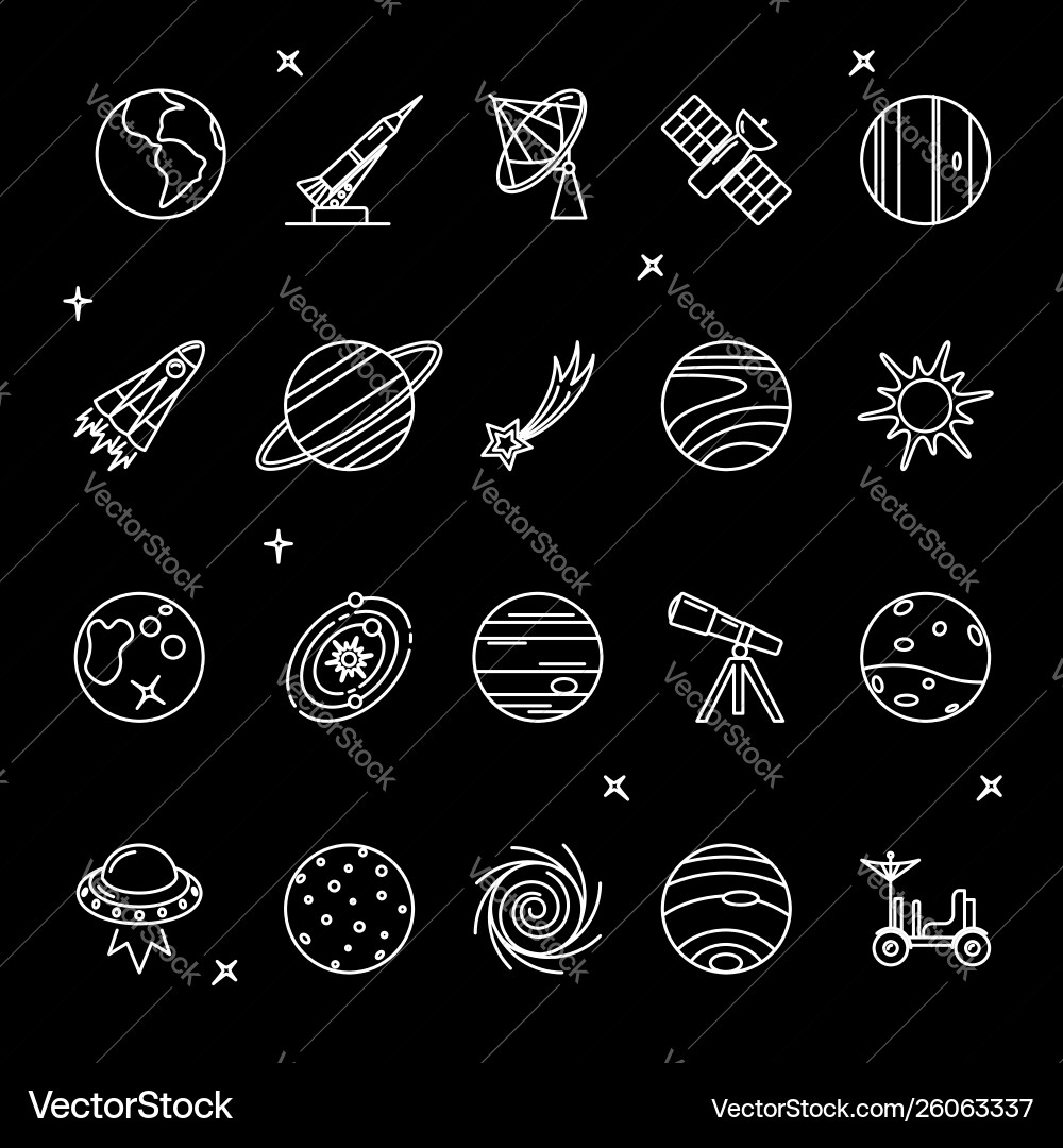 Space icons set in thin line style Space icons set in thin line style vector image