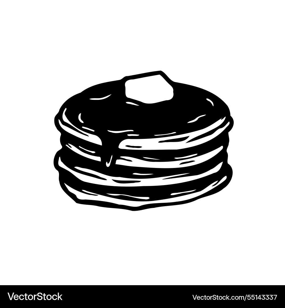 Stack of pancakes with butter and syrup drip Vector Image