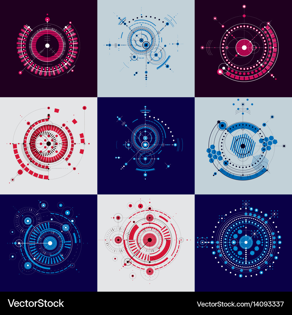 Technical blueprint set of digital backgrounds vector image