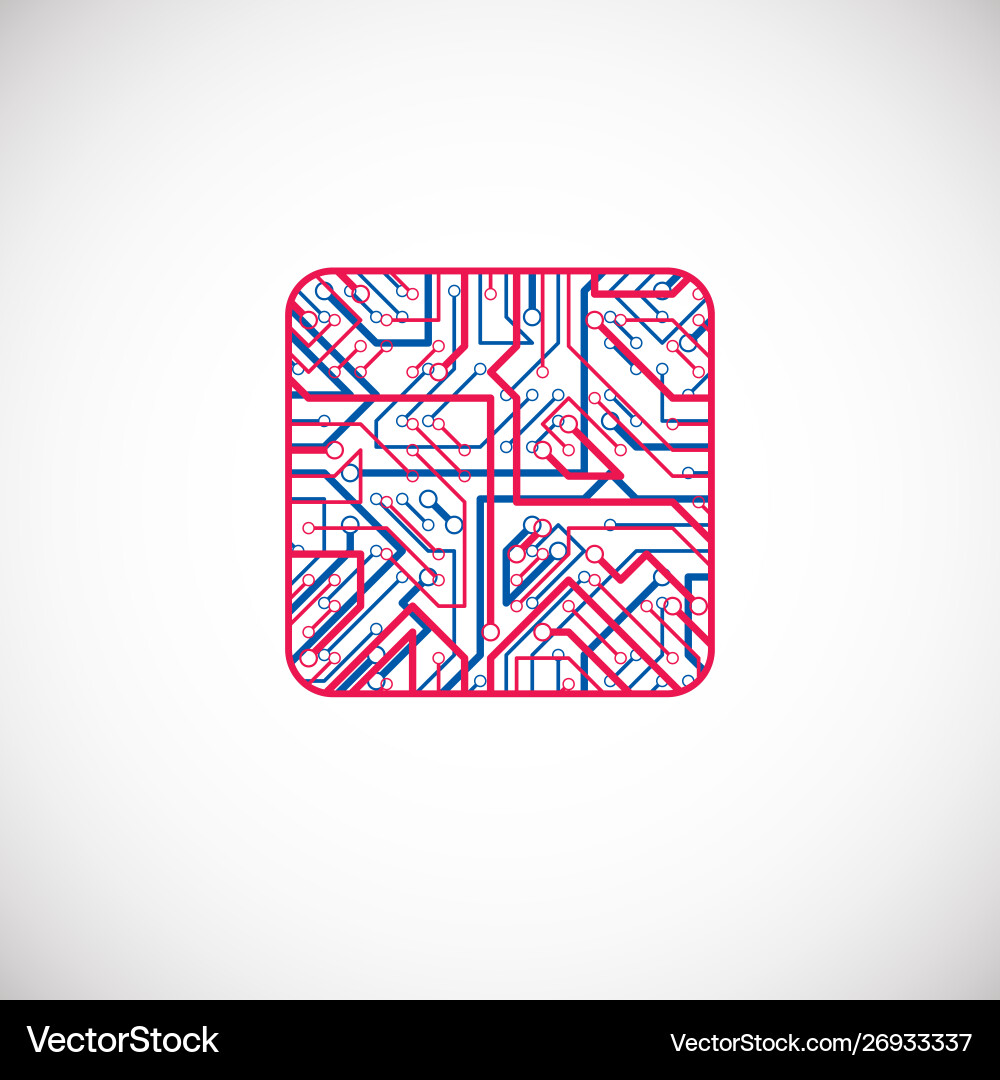 Technology cpu design with square microprocessor Vector Image
