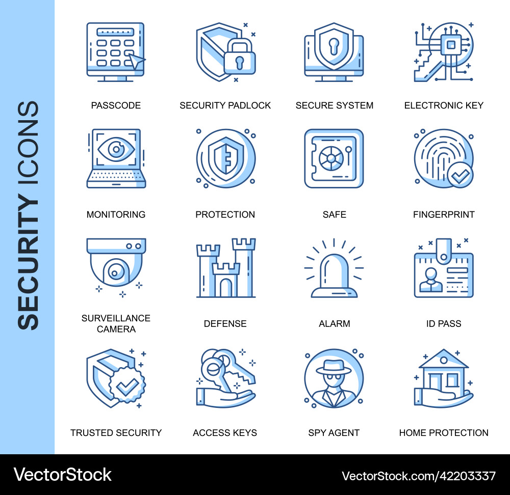 Thin line security related icons set Thin line security related icons set vector image