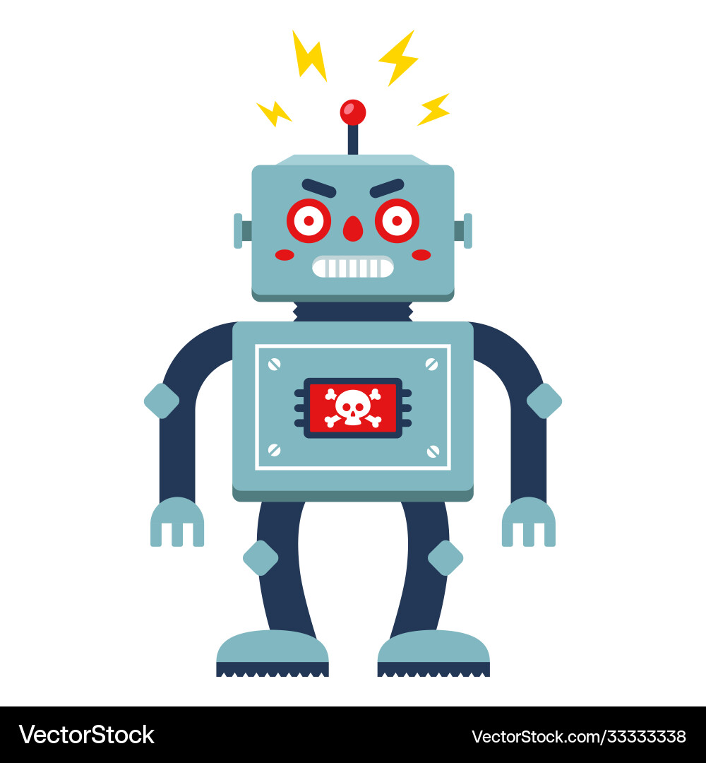Angry reprogram robot on a white background vector image