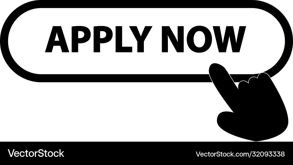 Apply now icon on white background finger presses Apply now icon on white background finger presses vector image