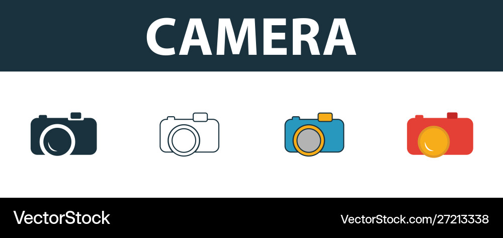 Camera icon set four simple symbols in different Camera icon set four simple symbols in different vector image