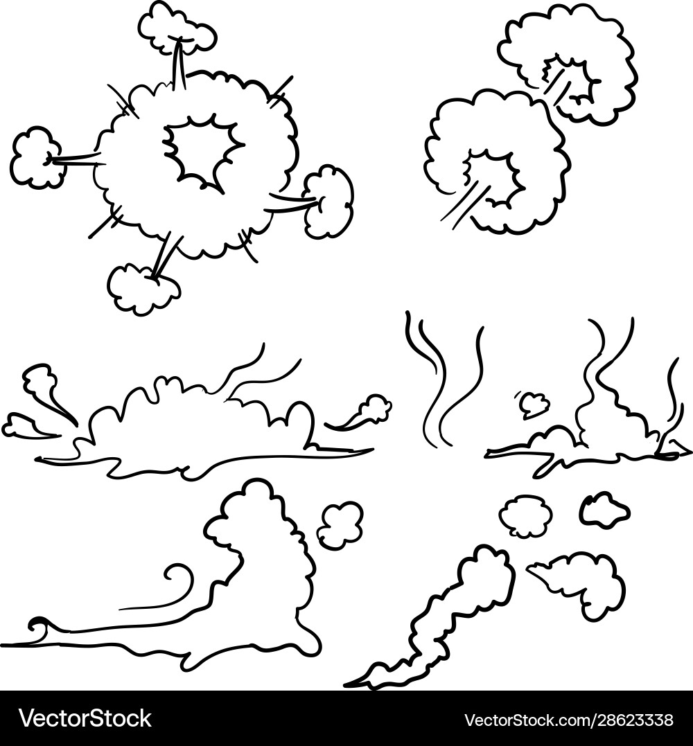 Cartoon smoke cloud with manga style Cartoon smoke cloud with manga style vector image