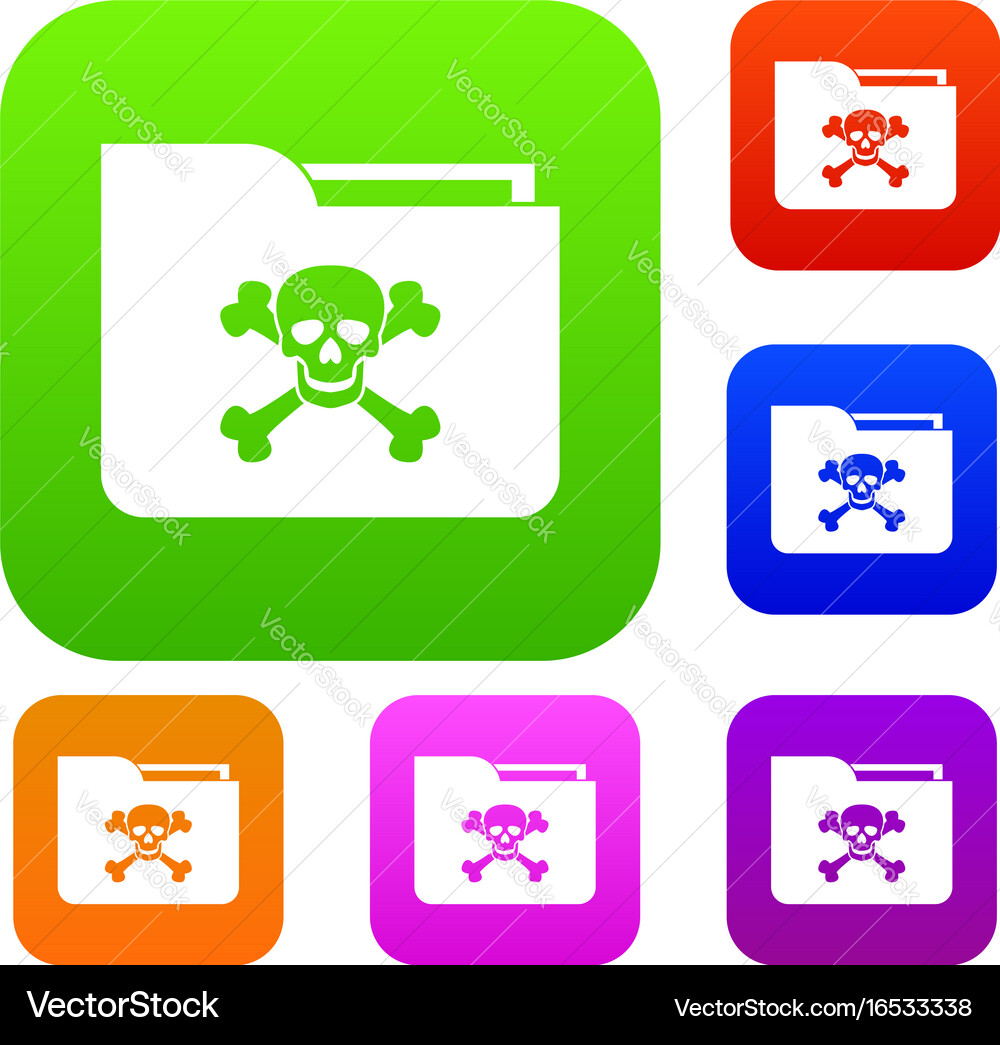 File folder with a skull set collection vector image