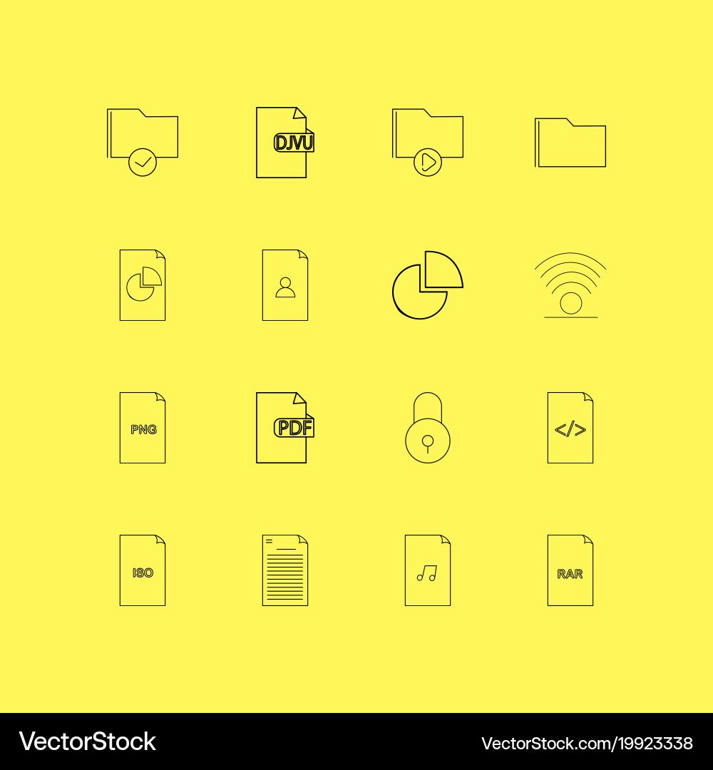 Files and folders linear icon set simple outline vector image