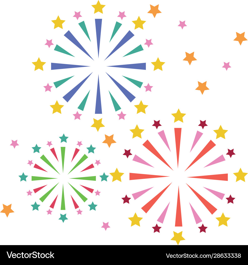 Fireworks explosion circular splash with stars Vector Image