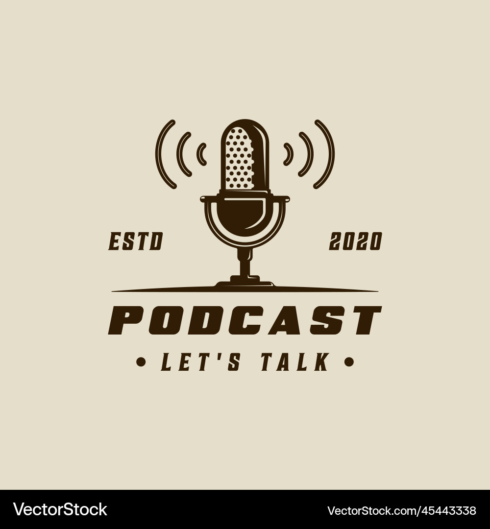 Microphone logo simple vintage template icon Microphone logo simple vintage template icon vector image