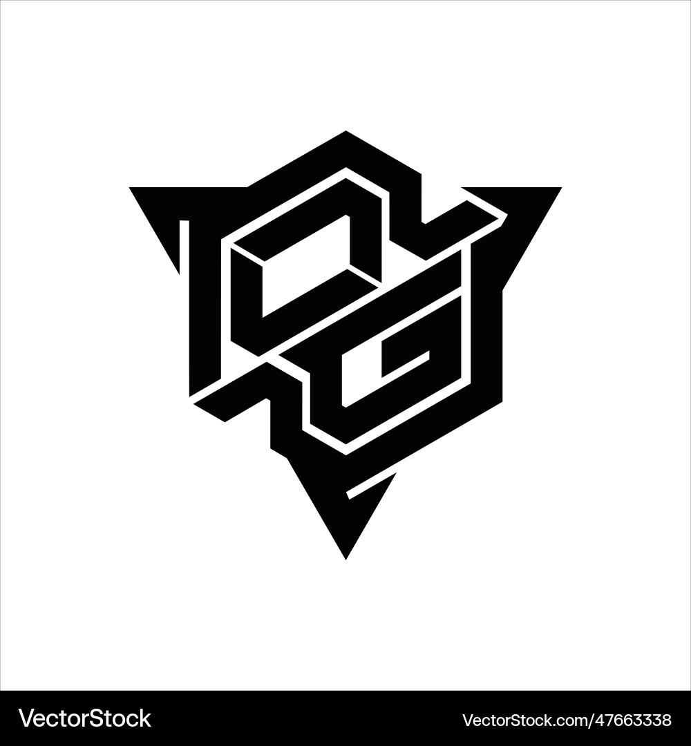 Og logo monogram hexagon shape with triangle Vector Image