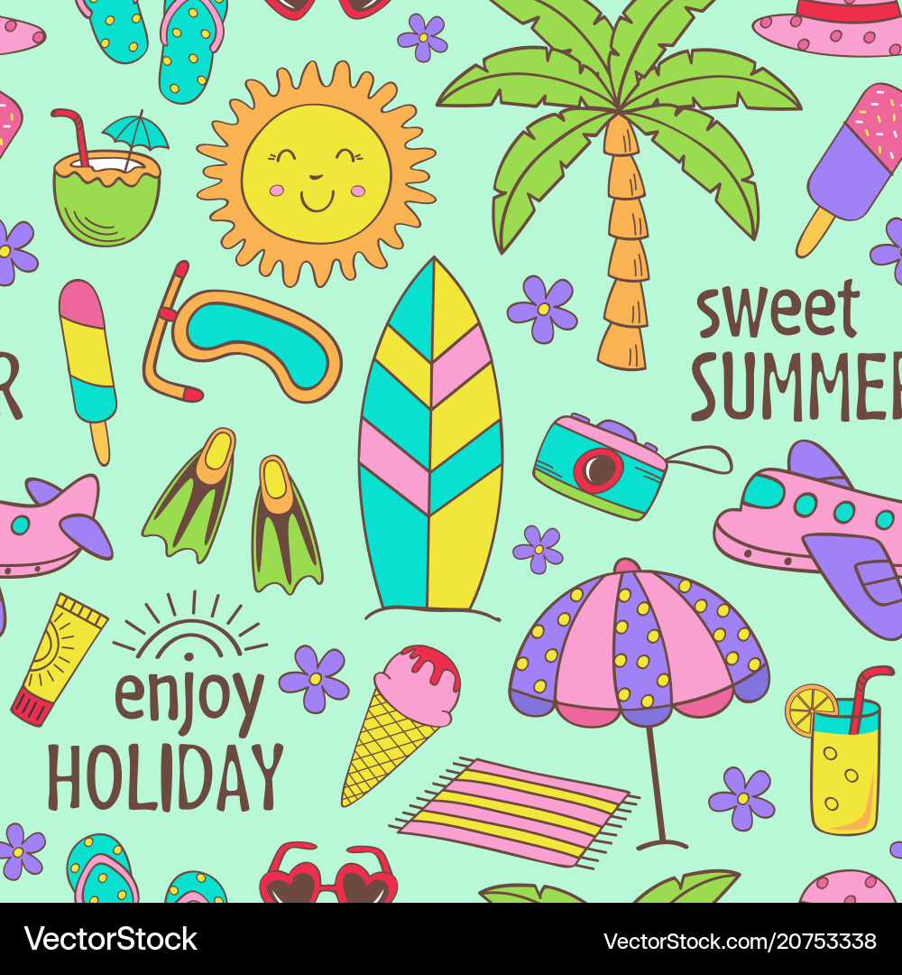 Summer Icon Pattern - Tropical Royalty Free Vector Image