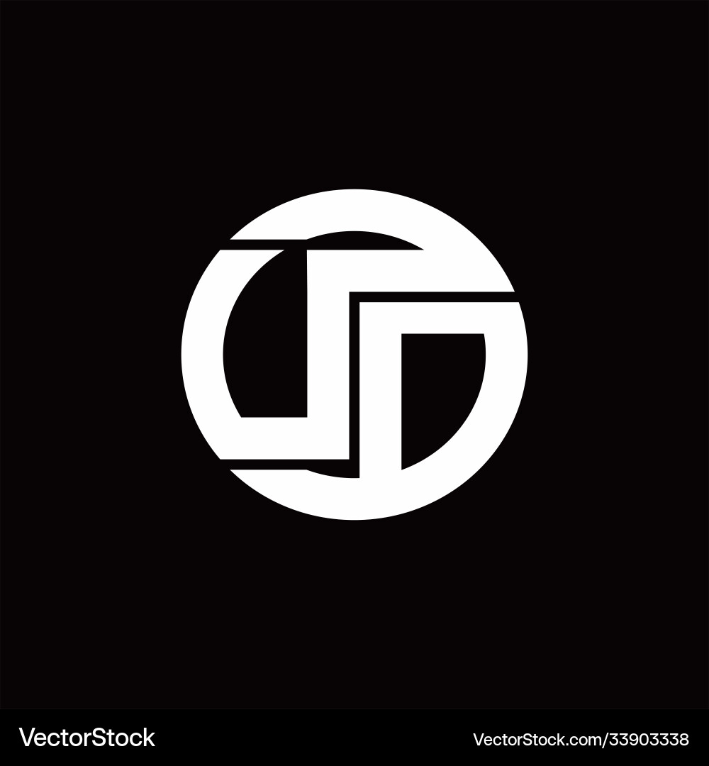 Ud logo monogram with rounded line swipe design Ud logo monogram with rounded line swipe design vector image