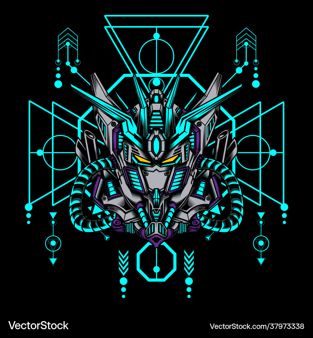 Ultimate prime robot with sacred geometry can use Vector Image