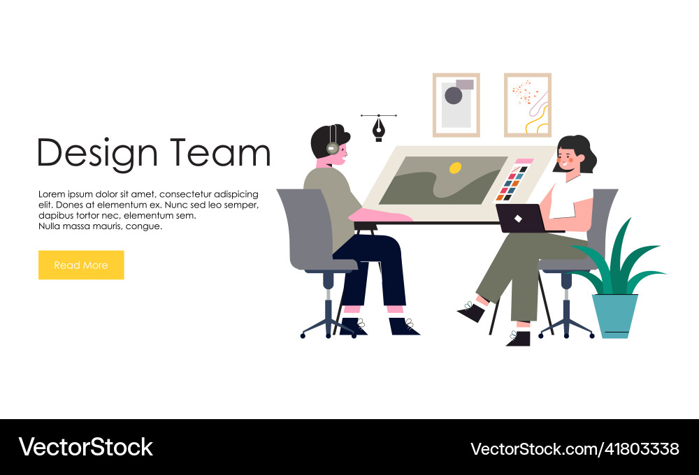 Web design studio or team working Web design studio or team working Vector Image