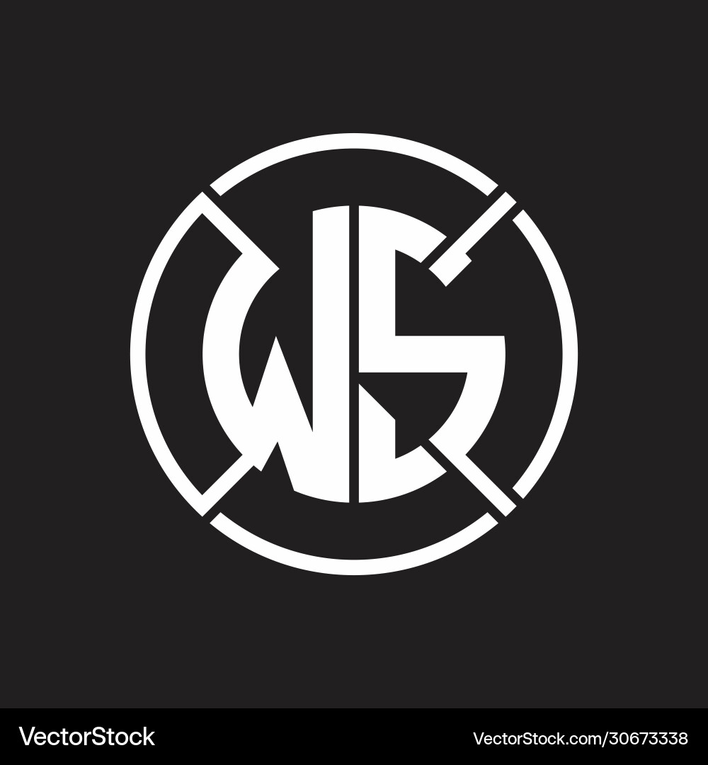 Ws logo monogram with four part circle slash Vector Image