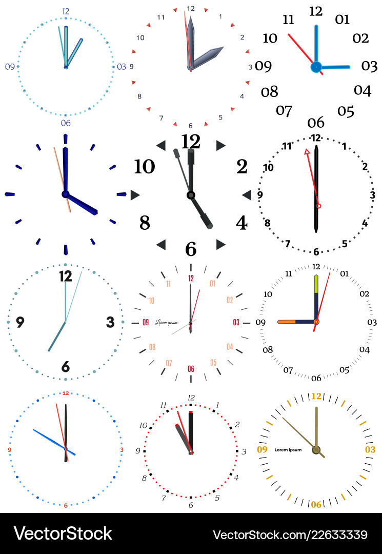 A set of different mechanical clocks A set of different mechanical clocks vector image