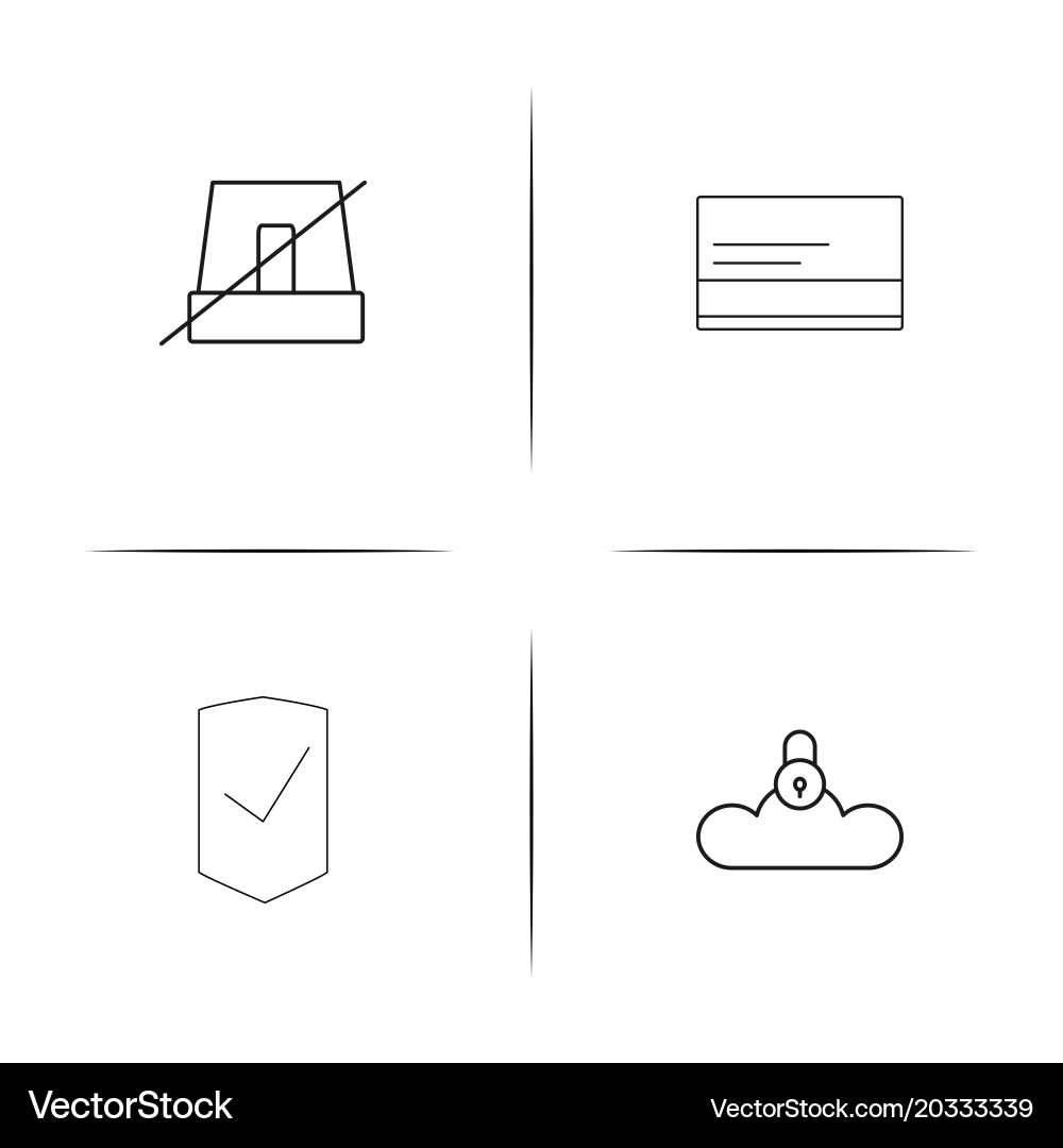 Cyber security simple linear icon setsimple vector image
