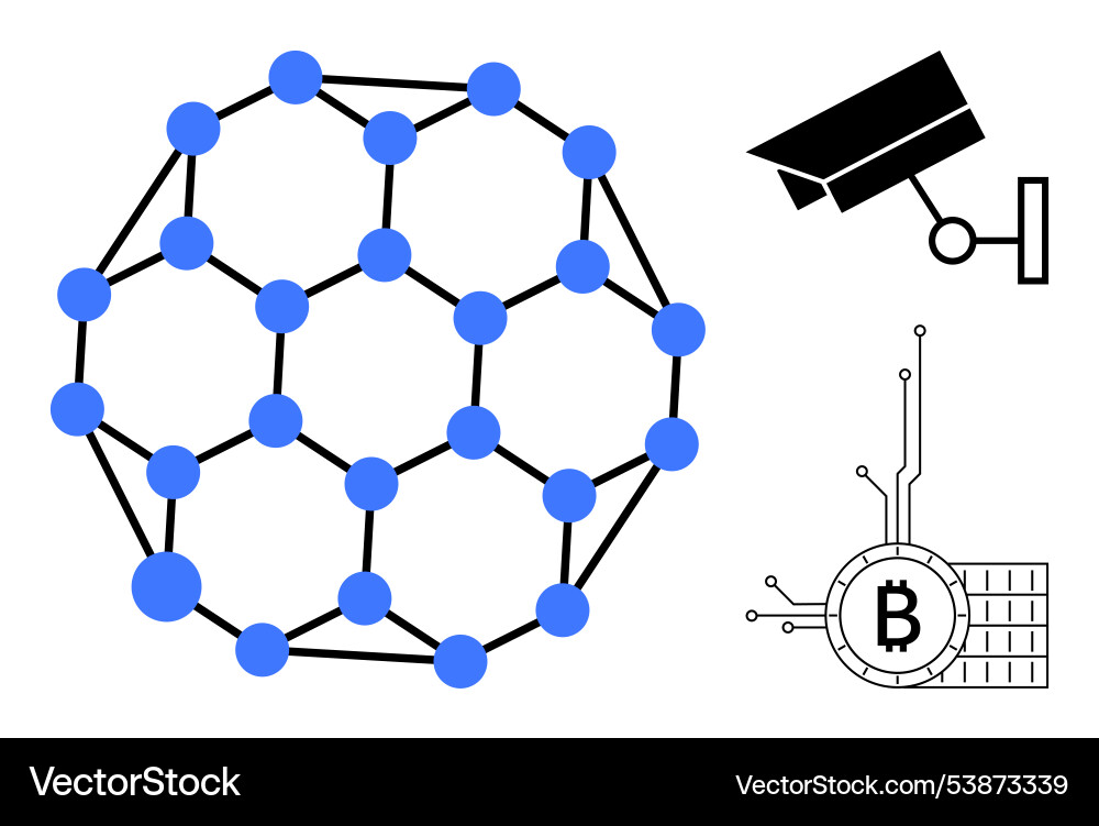 Digital security and blockchain technology network vector image