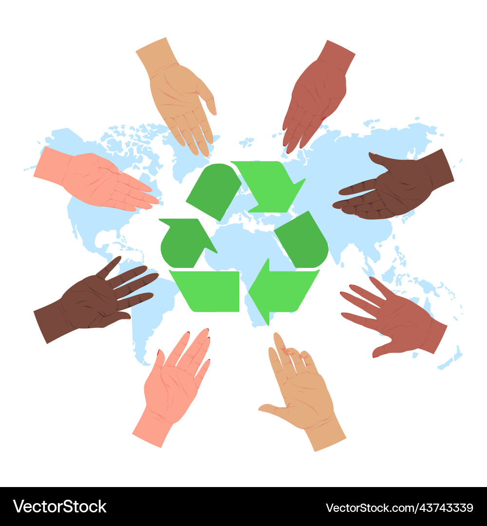 Global save planet with recycle symbol vector image