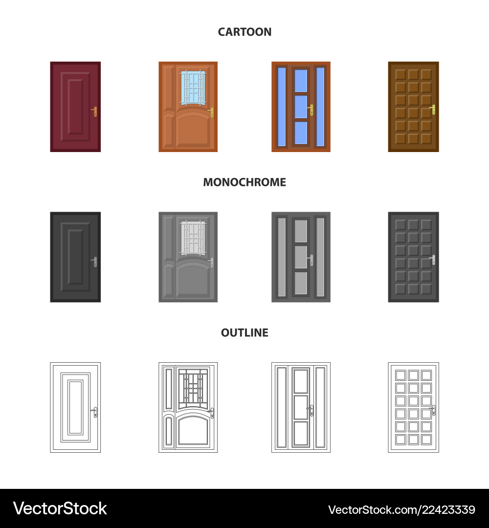 Isolated object of door and front icon collection Vector Image