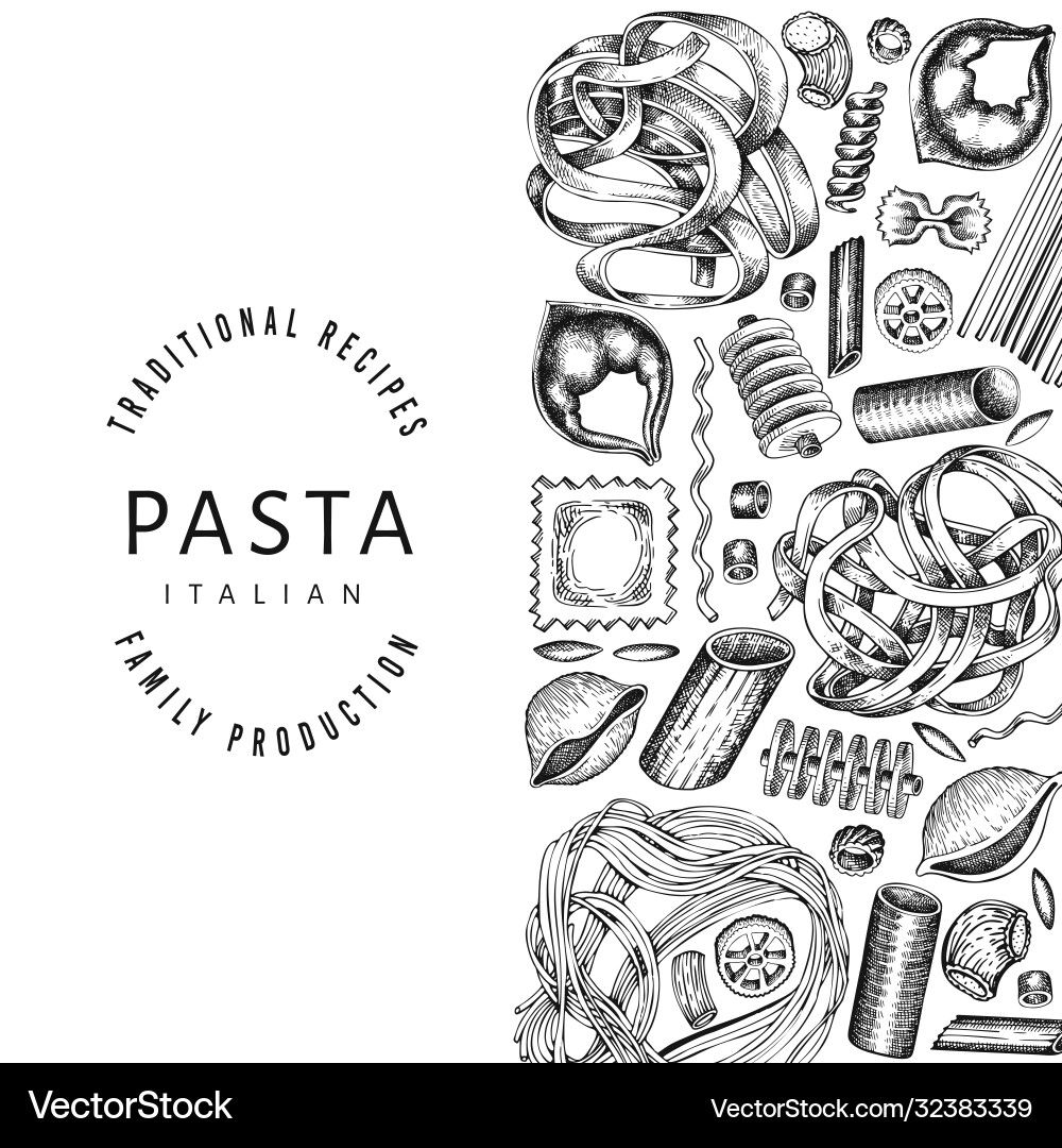 Italienische Pasta Design Vorlage Hand gezogen Lebensmittel Italienische Pasta Design Vorlage Hand gezogen Lebensmittel vektorbild