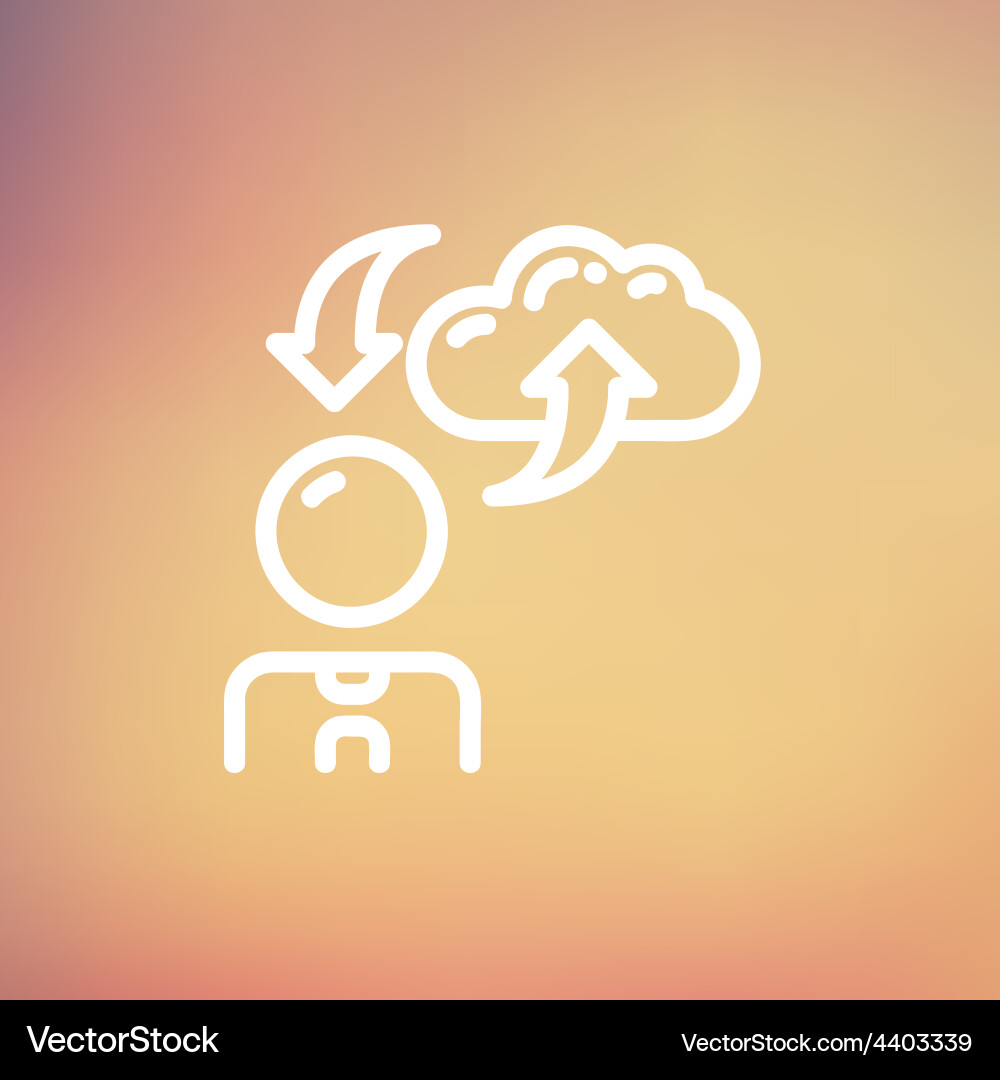 Man with cloud upload and download thin line icon vector image
