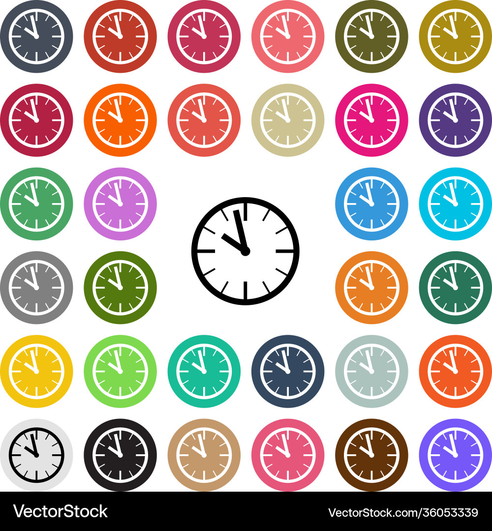 Modern clock flat design icon set in button Modern clock flat design icon set in button vector image