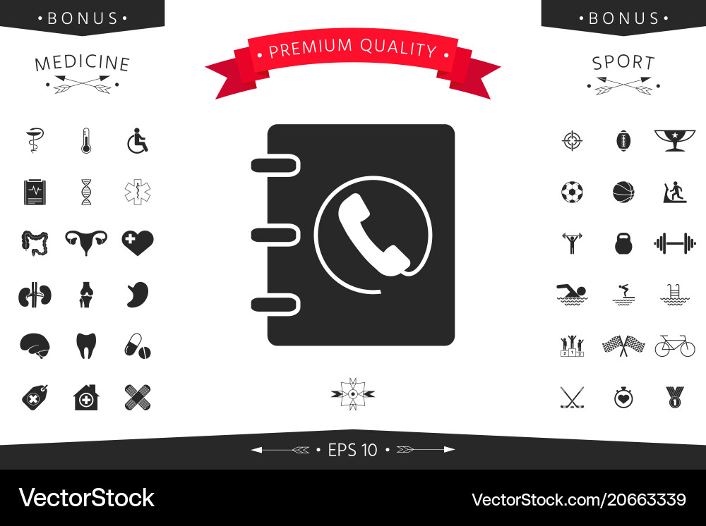 Notebook address phone book icon with handset vector image