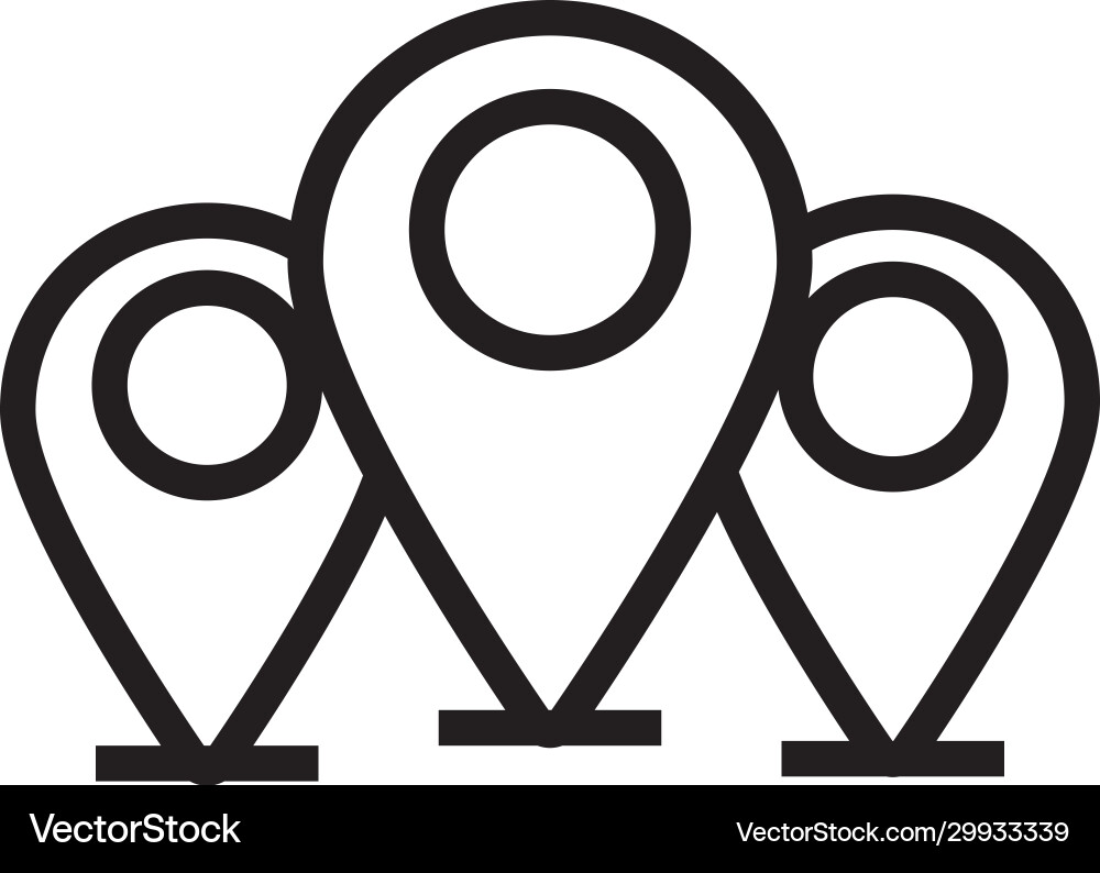 Pins pointers location line style icon Vector Image