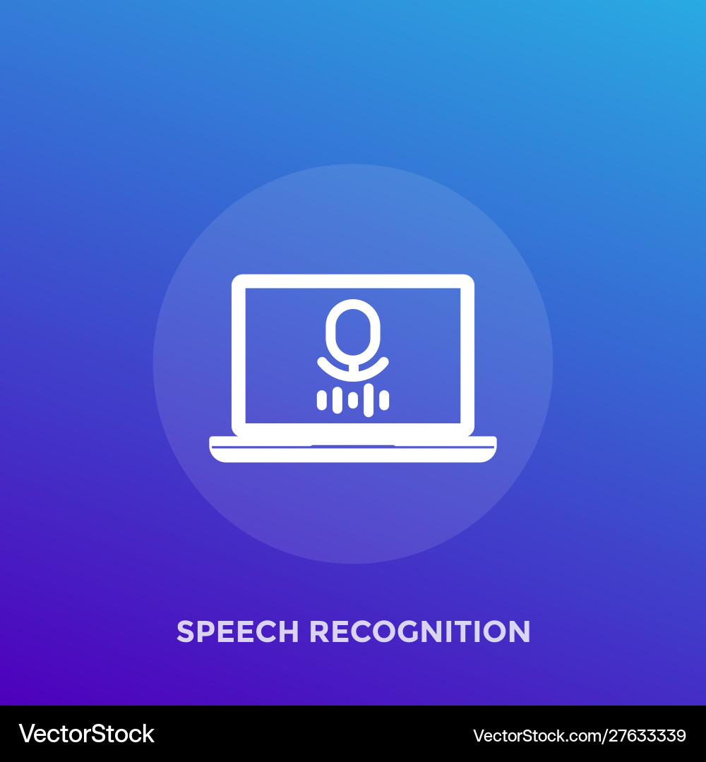 Speech recognition icon with computer vector image
