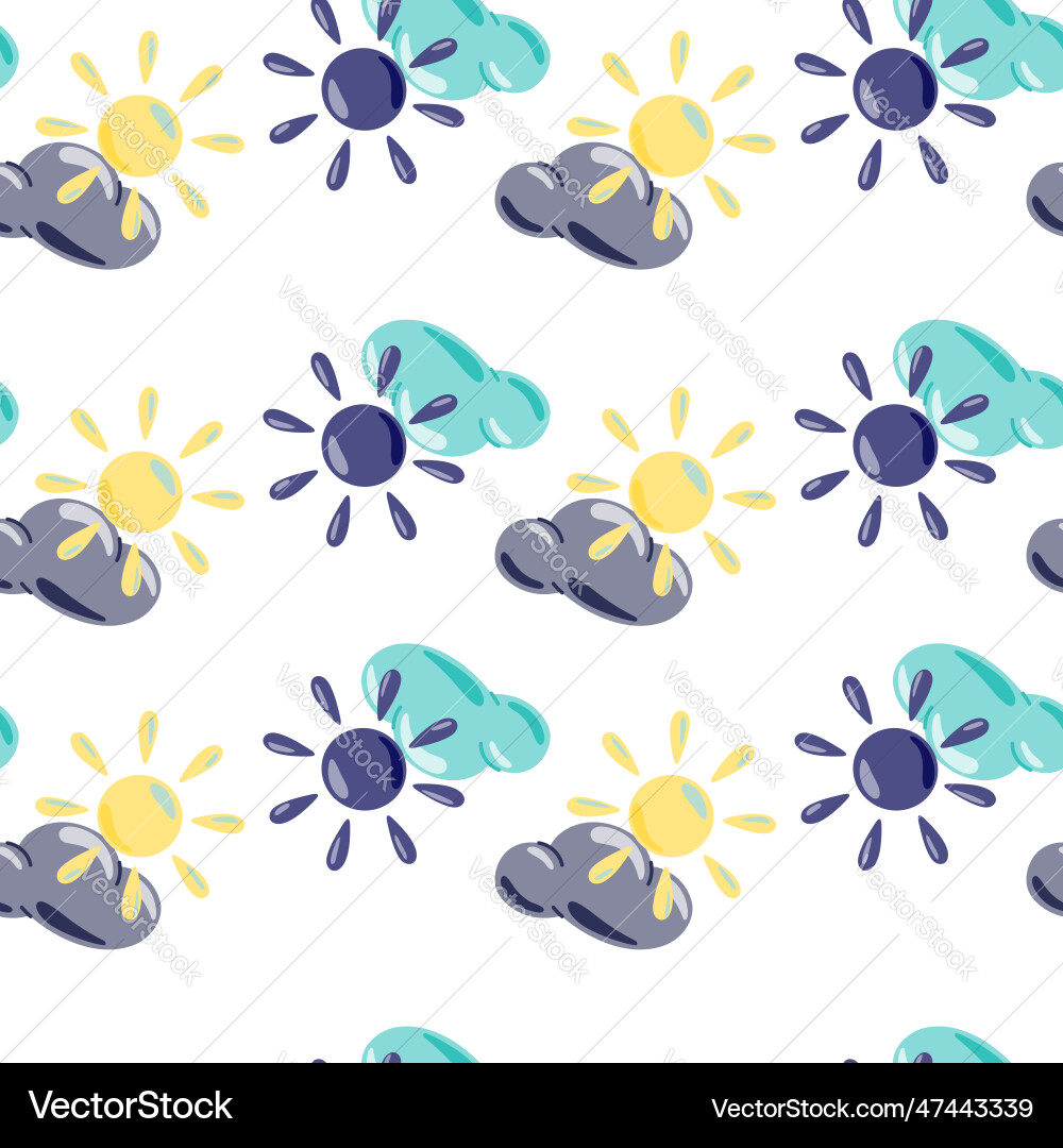 Sun seamless pattern in doodle style Sun seamless pattern in doodle style vector image