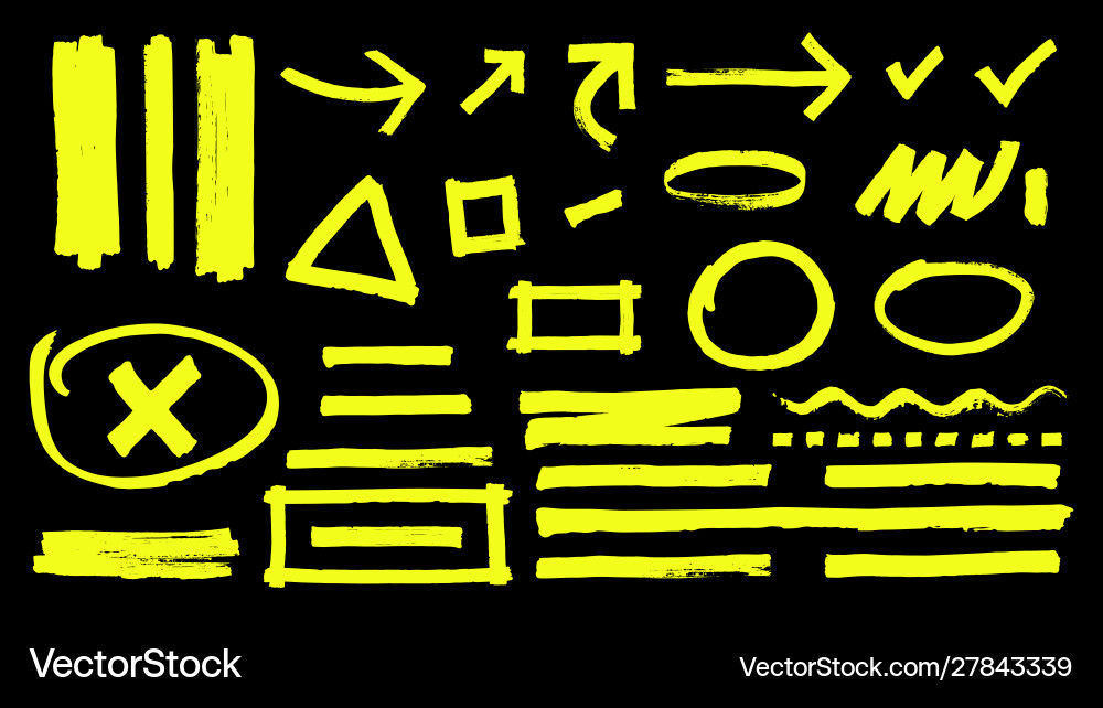 Yellow Highlight Marks - Doodle Style Vector Image