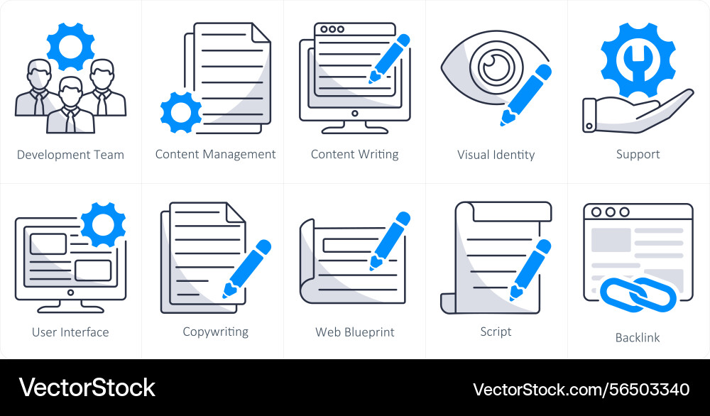 A set of 10 web design icons as development team vector image