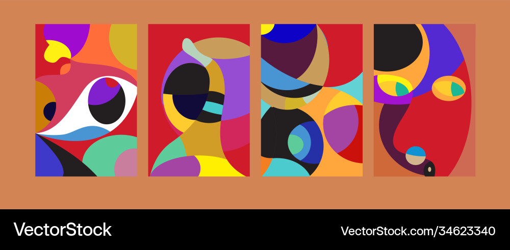 Abstract colorful geometric and curvy pattern Vector Image