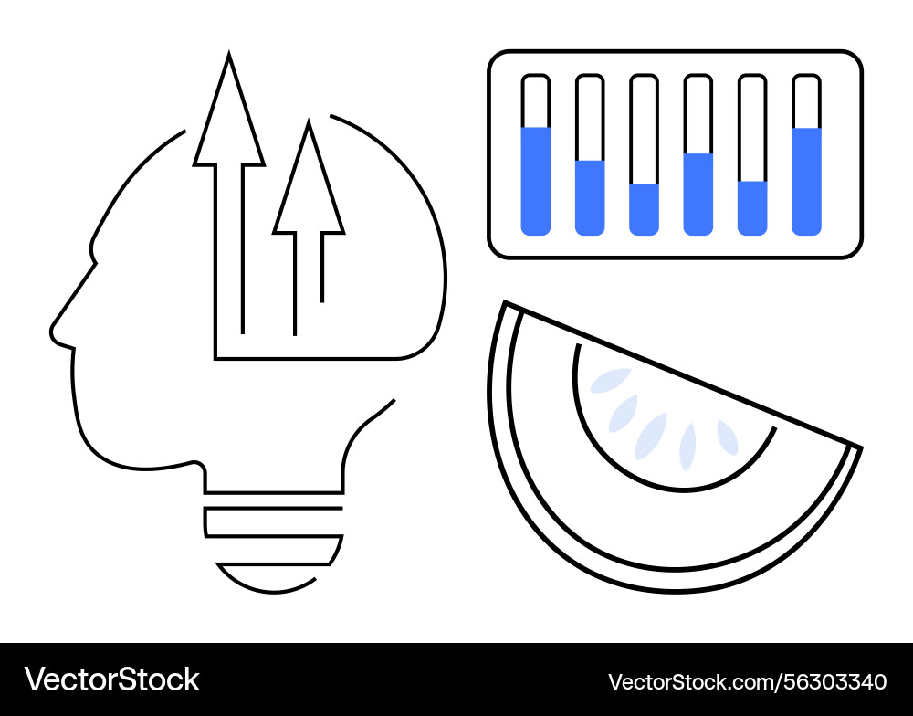 Abstract concepts with brain data bars Abstract concepts with brain data bars vector image