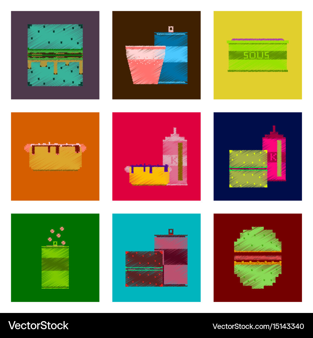 Assembly of flat shading style pixel icon fast vector image
